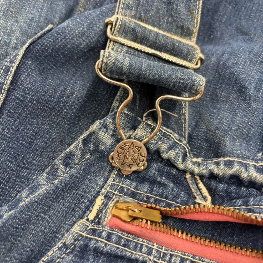Vintage 50s The Big Ace Dark Wash Denim Overalls 31x14